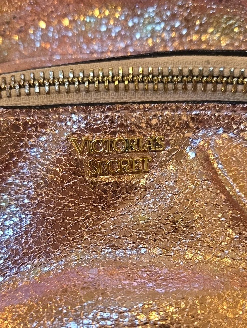 Victoria's Secret Metallic Crackled Pink Mini Backpack